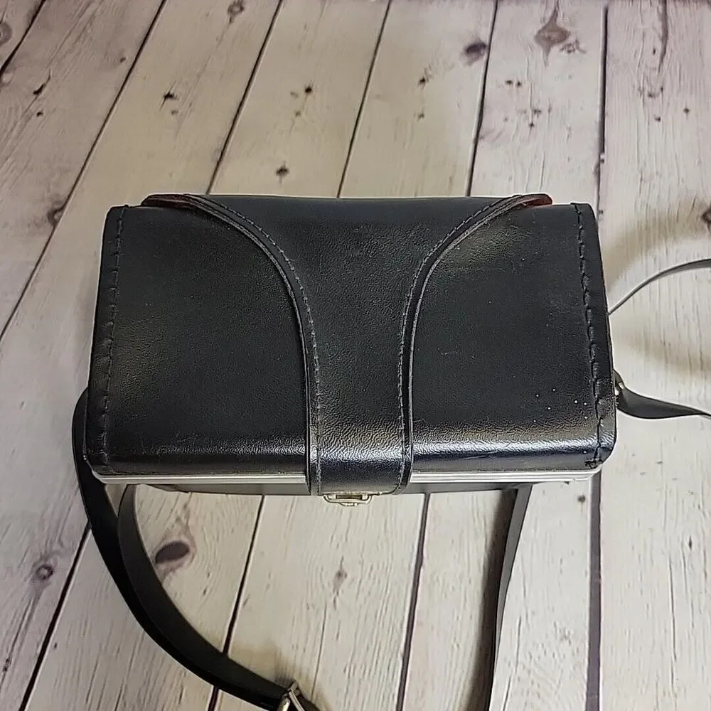 Camera Case Vintage Hard Shell With Strap Black For Polaroid Or Other Cameras